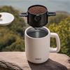 Stainless Steel Portable Coffee Filter Cup Foldable, Hand-Flush Design with Ear Hook for Easy Hanging, No Paper Needed