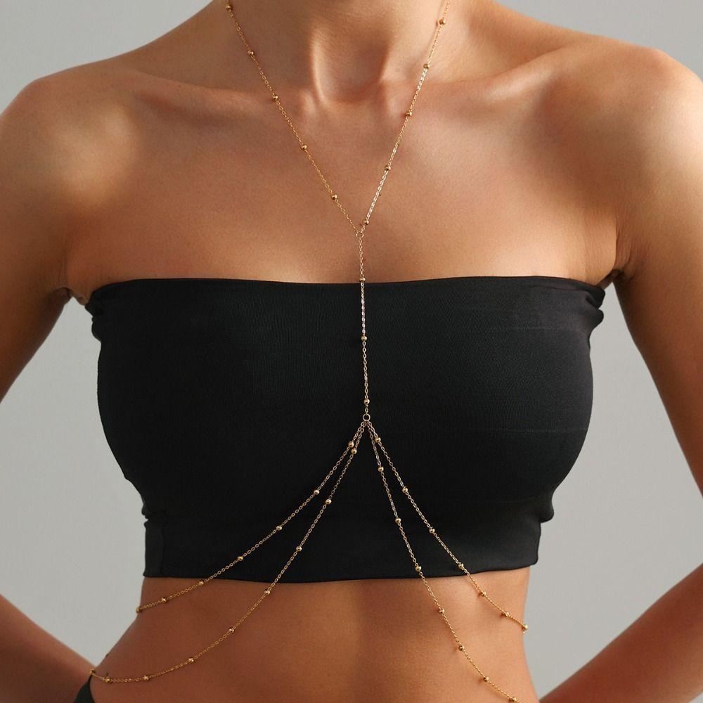 Imitation Pearl Beads Chest Chain Bohemian Bikini Belly Chain Creative Waist Chain  Festival