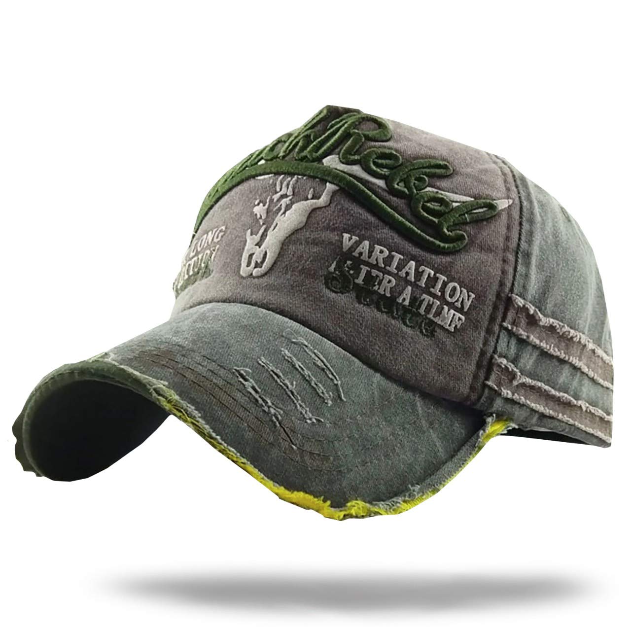 

WHITE FANG Hat Buffalo Vintage Damaged Cap Logo Stylish Patch CA087 Men s (03 Green)