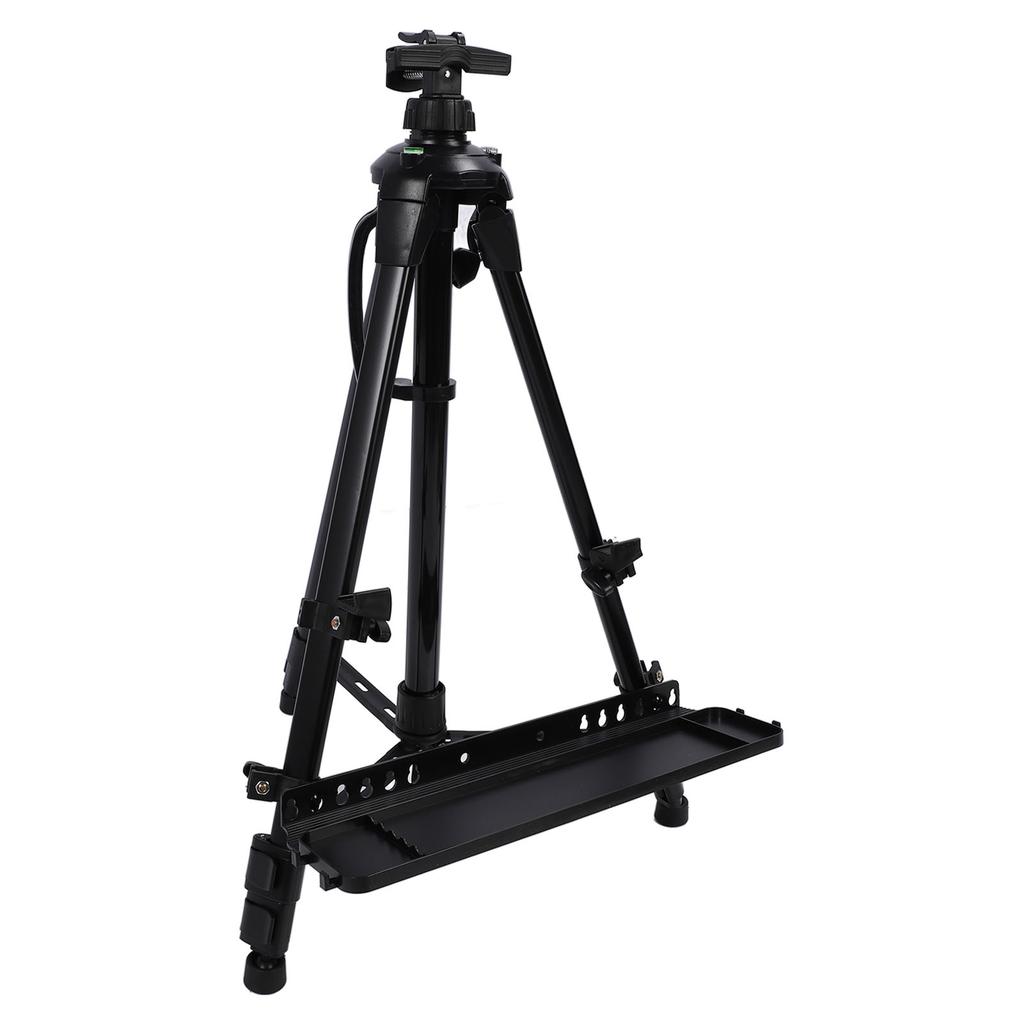 Art Painting Stand Black Angle Height Adjustable Foldable Metal Easel Tripod with Tray for Drawing