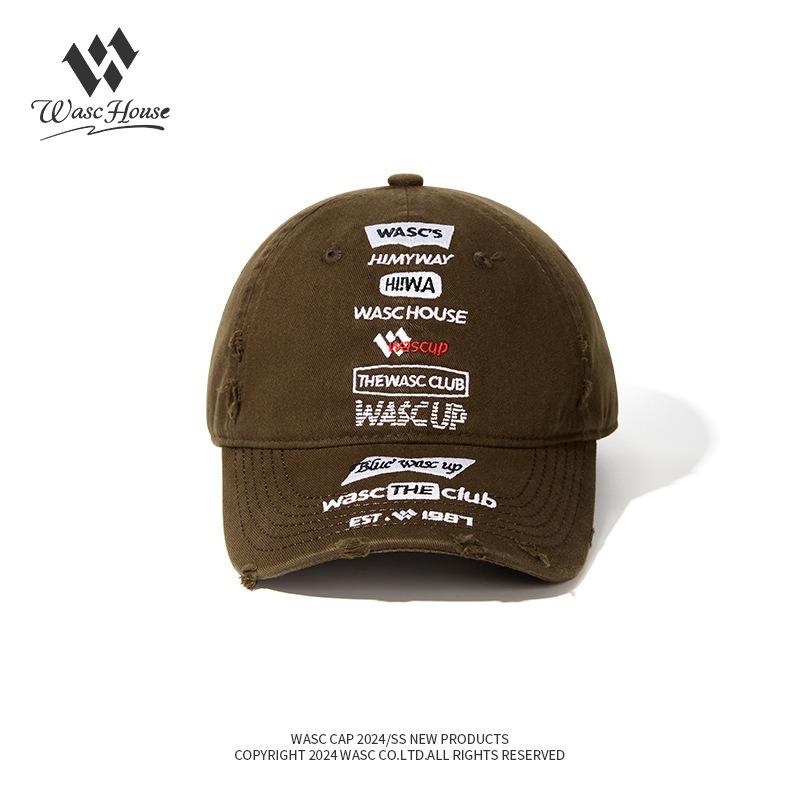 Niche trendy high street personalized baseball cap ripped male and female couples street hip hop soft top embroidered cap