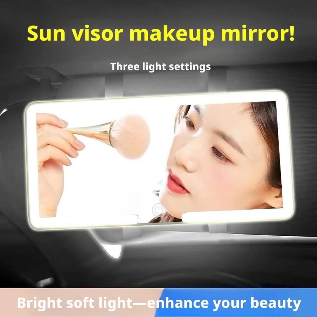Portable Rechargeable LED Car Sun Visor Makeup Mirror 3 Light Settings Vanity Cosmetic Mirror Universal Car Interior Decoration Interior Mirrors6