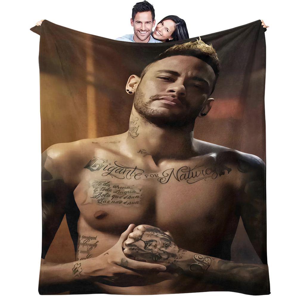 Tattoo Male Portrait Print Blanket Flannel Blanket Throw Blanket Warm Blanket Gift Blanket Men Lounge Bedroom Soft Wrap 75x90cm