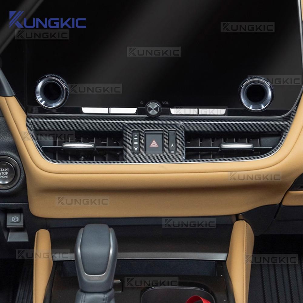 For Lexus ES 2025 Center Console Air Vent Outlet Frame Cover Brown Carbon Fiber ABS Interior Accessories High Quality Auto Parts