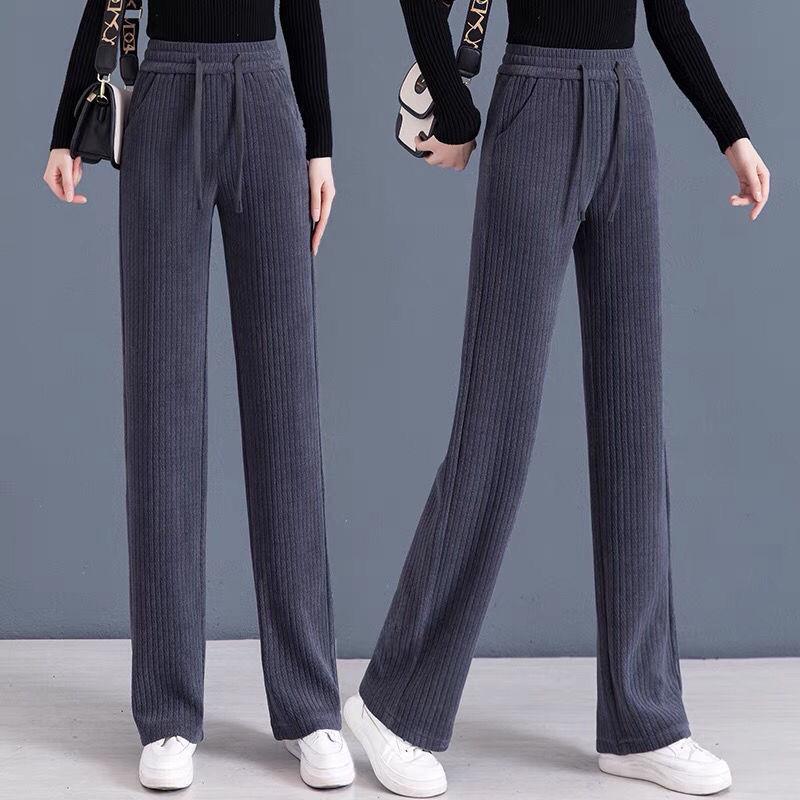

Chenille Draping Fleece-Lined High Waist Slimming Straight-Leg Pants for Women - Autumn/Winter 2024 Collection. 3XL 145-160 jin
