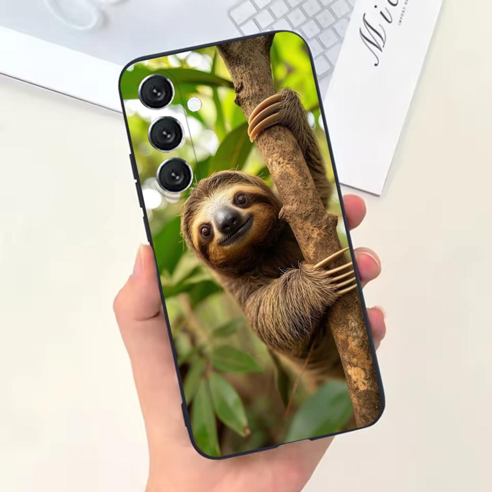 Cute Animal Sloth Phone Case For Samsung Galaxy A13,A21s,A22,A31,A32,A52,A53,A71,A80,Soft Black Shell