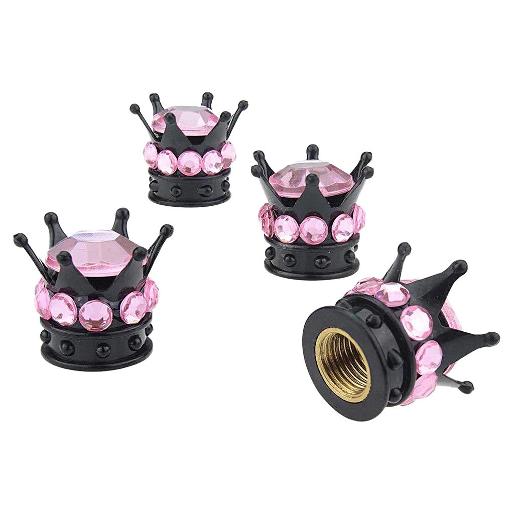 Bling Diamond Tire/Wheel Stem Valve Caps Car Truck Vehicle Pink