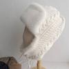Winter Woolen Lei Feng Hat For Women, Korean Version, Versatile, Thickened Plush Warm Ear-protecting Hat With Rope Design, Cold-proof Headscarf.