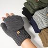 Winter Thermal Fingerless Gloves, Knitted Convertible Mittens with Touchscreen, Windproof & Warm – Gray, Compatible with All Touchscreens