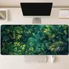 Desk Mat Vintage Golden Tropical Jungle Leaf Print Stitched Edge Anti‑Slip Rubber Base for Gaming Working Home Office Table Use