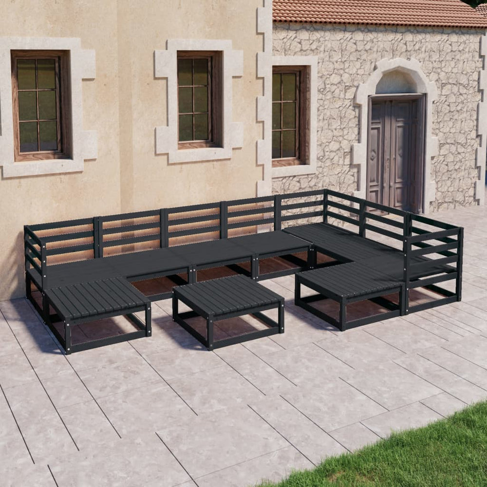 Salon de jardin 10 pcs  bois de pin massif