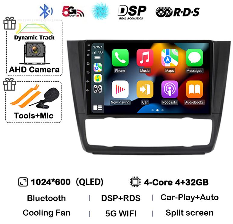 Android 14 Carplay Auto Car Radio For BMW 1 Series E81 E82 E87 E88 AT 2004-2008 2009 2010 2011 2012 GPS Multimedia Stereo Player