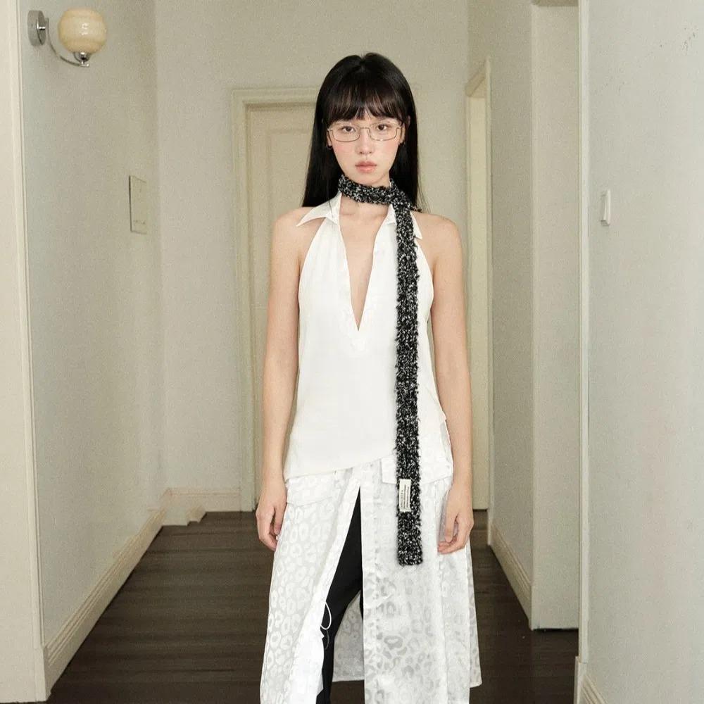 Harajuku Long Narrow Scarves Y2K Plush Knitted Scarves Casual Spicy Girl Scarf  Winter/ Autumn