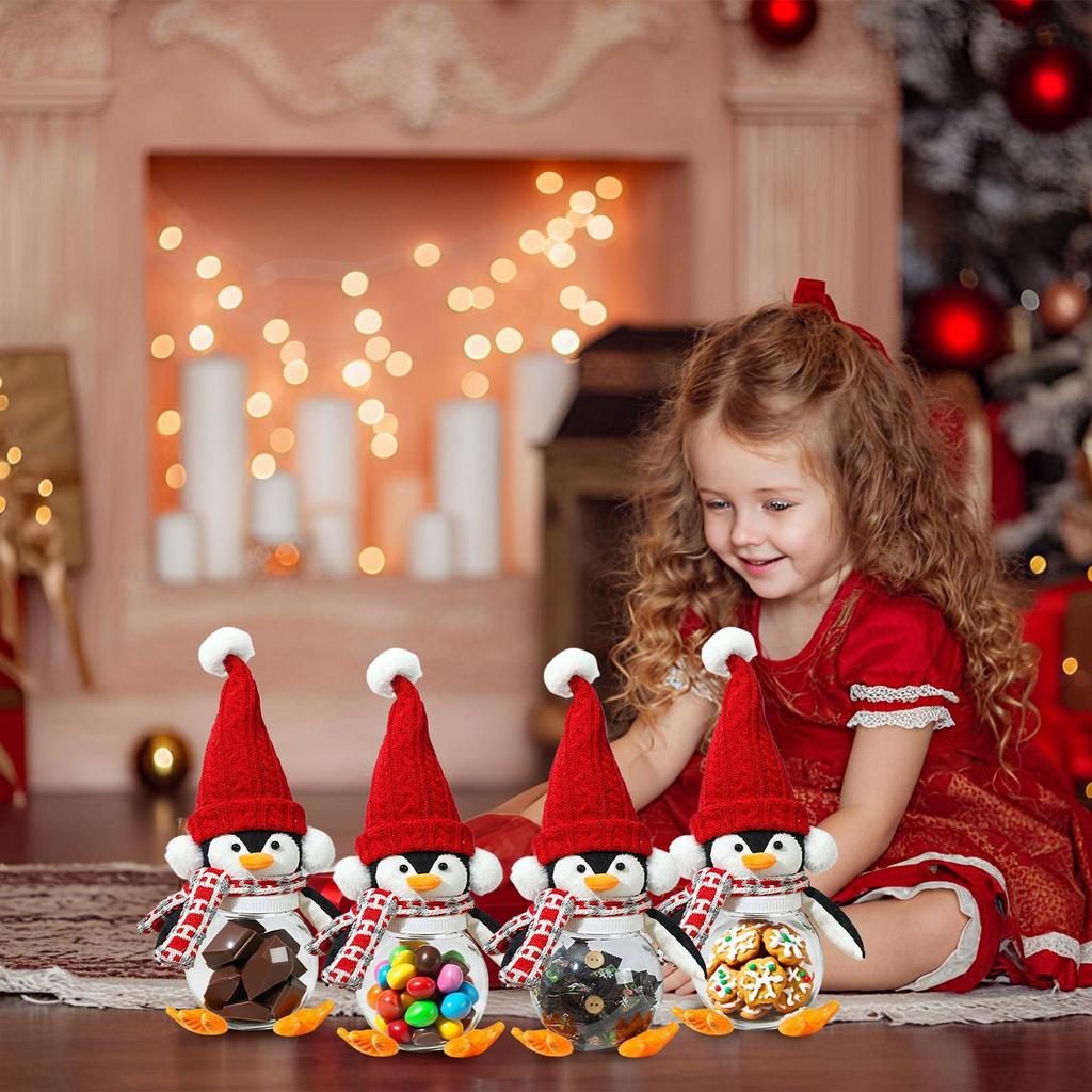 Christmas Candy Jars With Lids Penguin Storage Jars Cute Canister For Snacks Dried Fruits Candies Collectors Seasonal Decorators