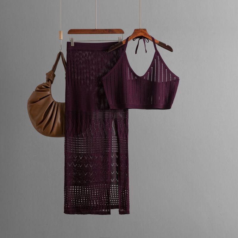 European and American Vest Top Two-piece Set High Waist Sheath Skirt Two Piece Vest and Skirt Set