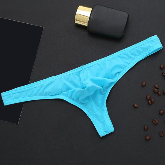 Men Sexy Thong Low-rise U-Convex Solid Color Briefs Elastic Waistband Slim Fit Solid