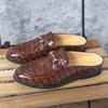 Fashion New Black Summer Men's Sandals Brown Stone Pattern Slip-On Round Toe Loafers Handmade Men Shoes Size 38-47