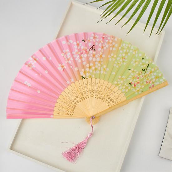 Chinese Style Folding Fan with Tassels Portable Summer Handheld Cooling Fan Decoration Dance Performance Props Party Costume Accessories