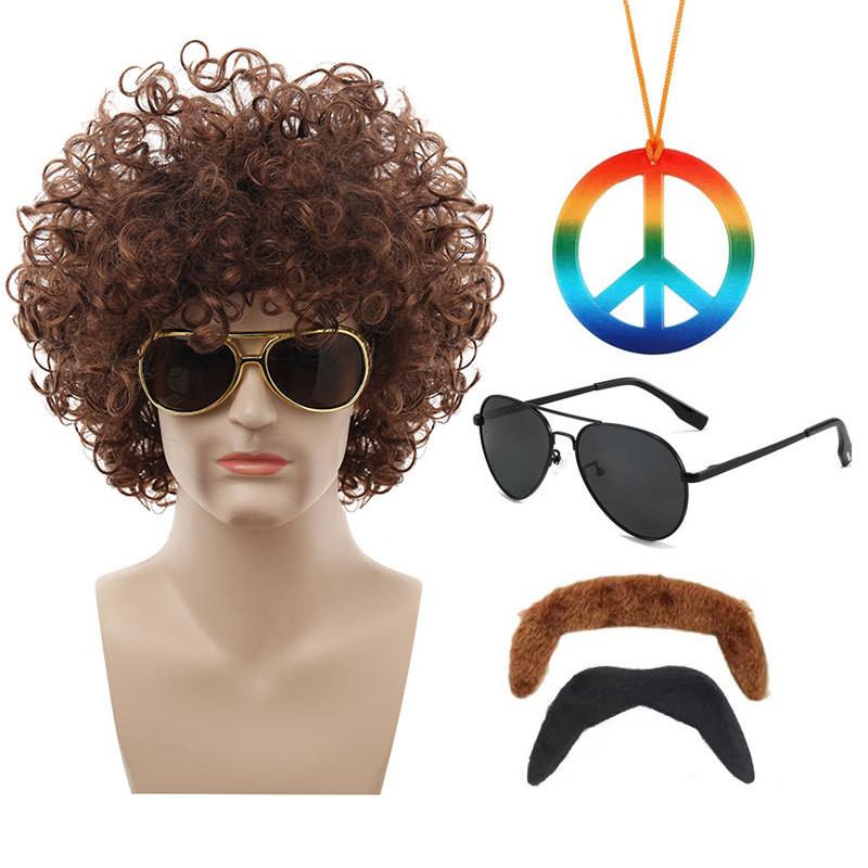 Colorful Coffee Brown Punk Wig For Halloween Parties With Accessories And Hairpieces