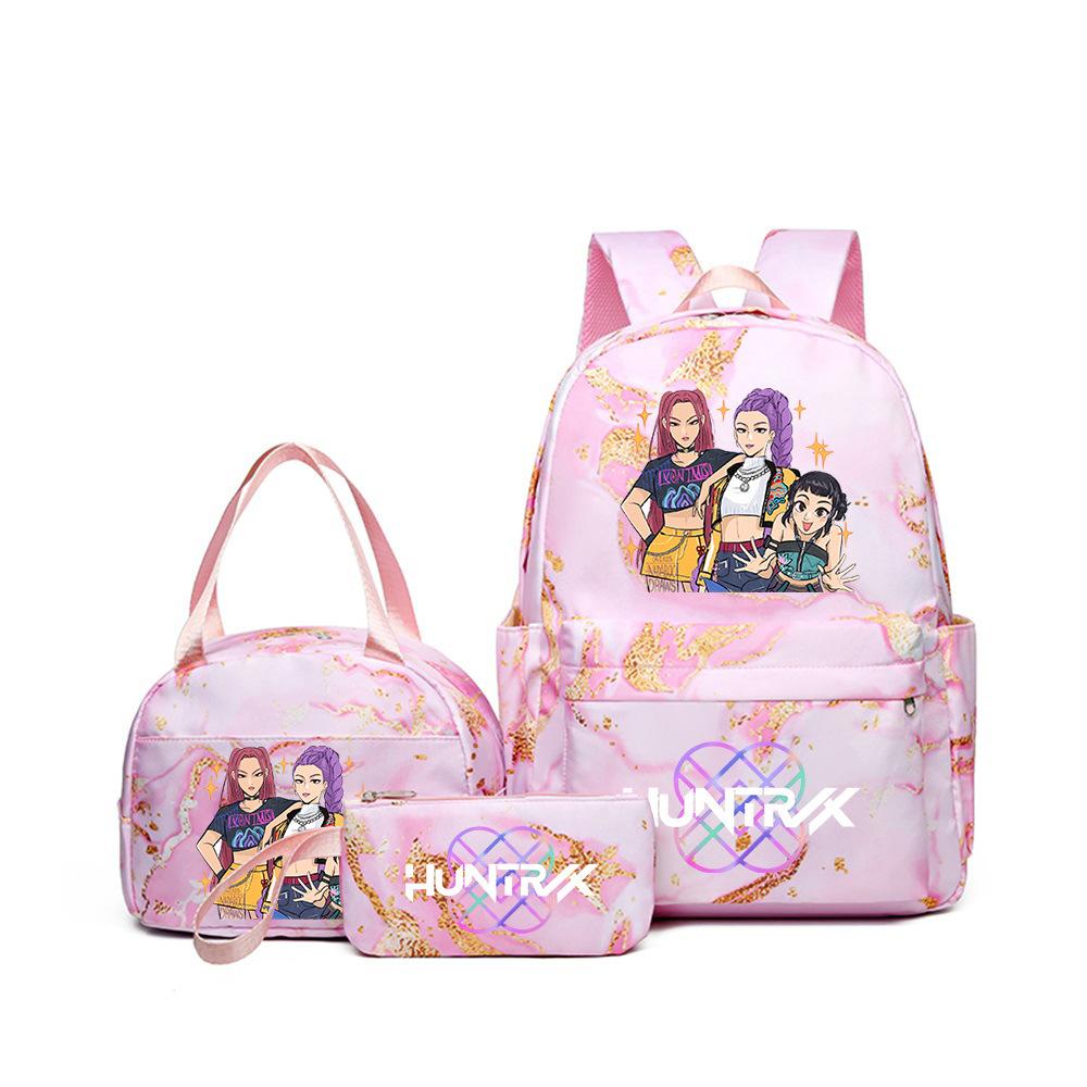 Kpop Witch Hunter Backpack Lunch Bag Pencil Case Set Student Animation Fashion School Bag Pencil Case Lunch Bag