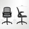 Breathable Mesh Office Chair, Ergonomic Swivel Computer Chair with Flip-up Armrests, Lumbar Back Support for Home/Office, Black