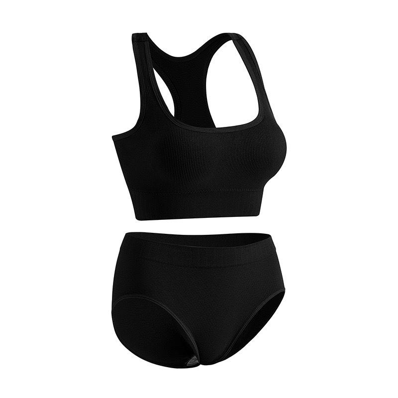 Plus Size Women's Sports Yoga Bra & Brief Set - Sexy, Wireless, Beautiful Back Design