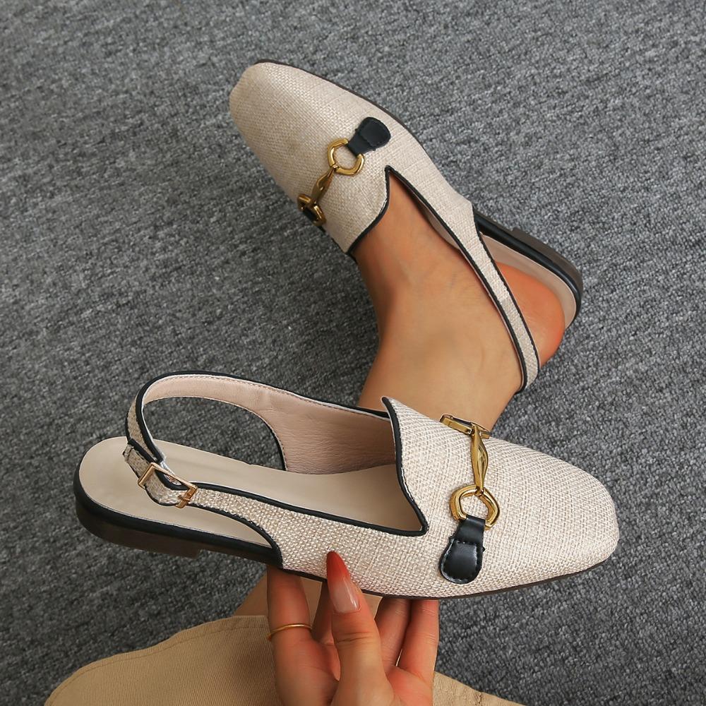 2026 Women Platform Sandals Anti-slip Closed Toe Metal Shoes Women Flat Outdoor Round Toe Wedge Sandals Women Sandalias De Mujer