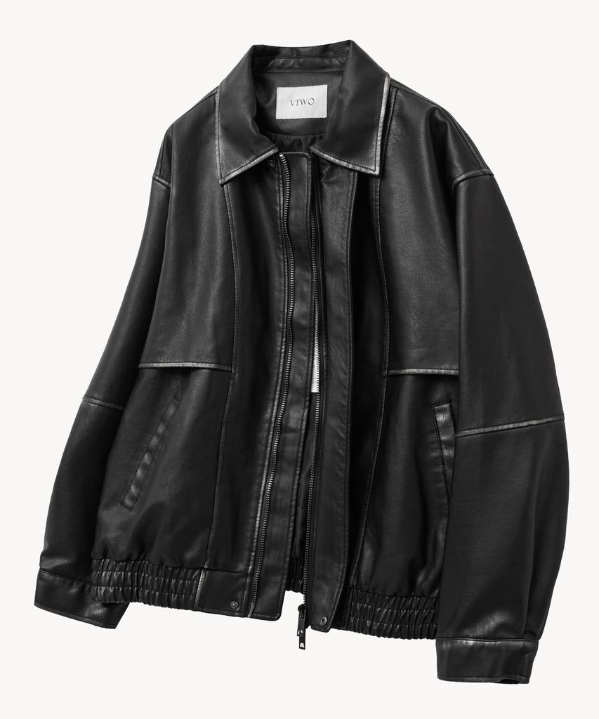Vtwo 8124 Vintage Washed Leather Jacket_Black