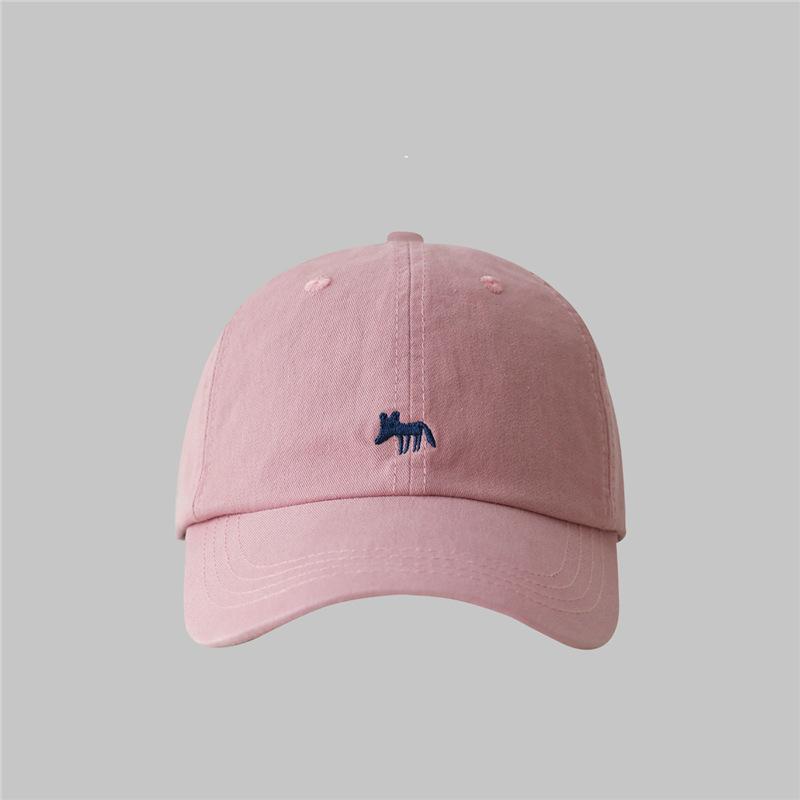 New Korean Embroidered Little Fox Baseball Hat Men and Women Have Wide Brim Showing Their Faces and Small Duckling Hats for Traveling Sun Hats