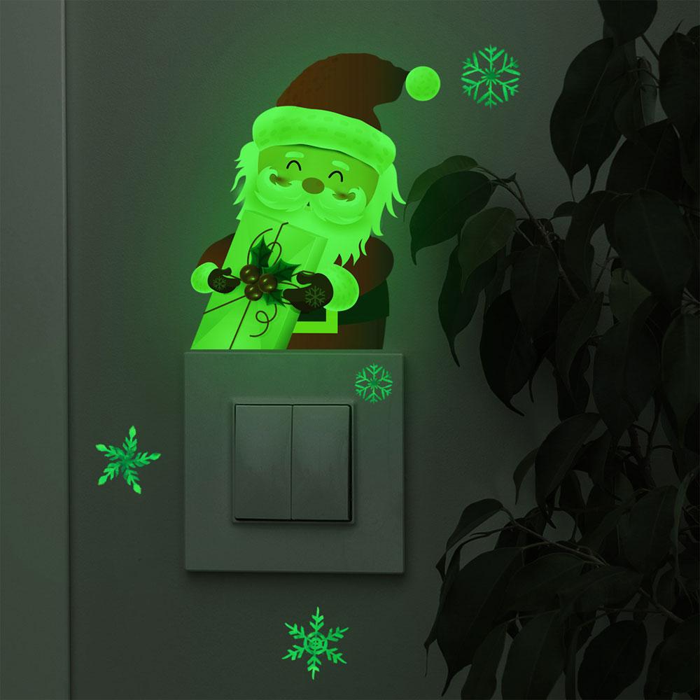 Luminous Switch Sticker Santa Claus Decor Wallpaper Wall Decals Living Room