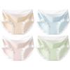 Yalu Women's Underwear 4-Pack Lace 10A Antibacterial Polylactic Acid Silk Gusset Mid-Waist Wide Lace Waistband Bikini Panties L