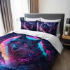 3pcs Wolf Animal Bedding Duvet Cover Set Aurora Bedding Quilt Set Wild Wolf Themed Bed Quilt Set Animal Landscape Bedroom Decor