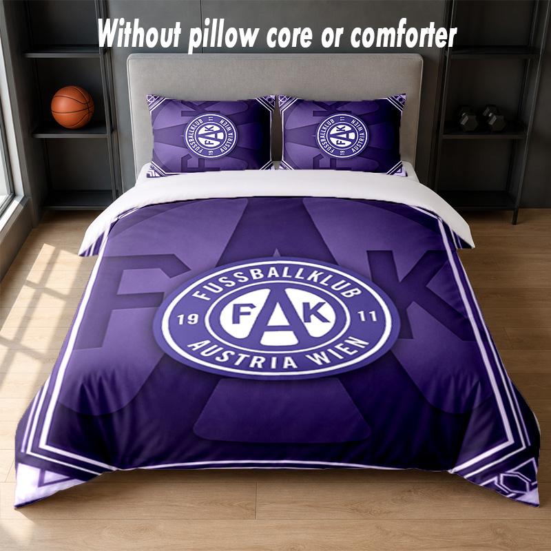 Austria Wien FC Design Bed Bedding Set 1 Duvet Cover + 2 Pillowcases Soft Breathable Household Bed Linens