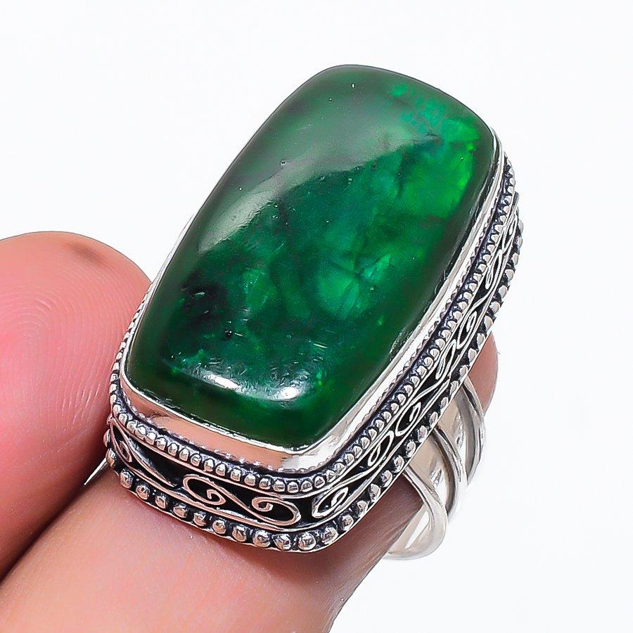 

Зеленый Лабрадорит Драгоценный камень 925 Стерлинговое серебро Ювелирное кольцо Размер 8