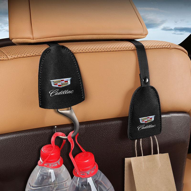 Leather Car Seat Back Hooks Portable Hanging Bag Rack For Cadillac XT5 XTS CTS BLS SLS DTS SRX Escalade Tiburon Deville