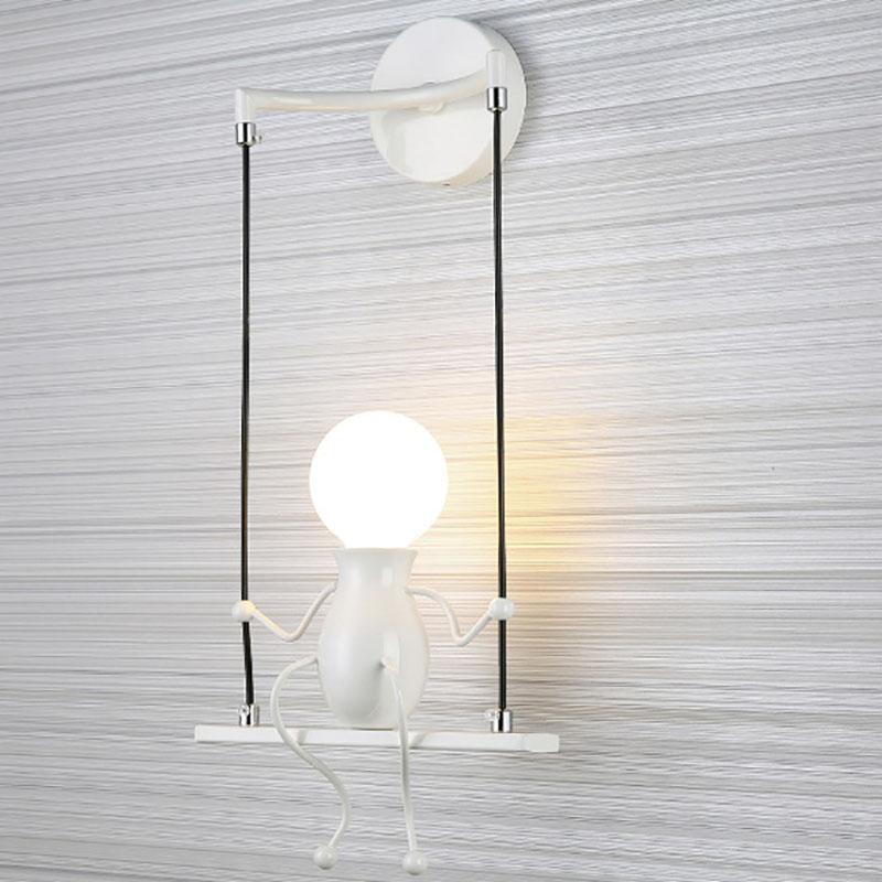 Swing Wall Light Creative Human-shaped Wall Lamp E27 AC powered for Bedroom Bedside Corridor Living Room Dining Room Entrance