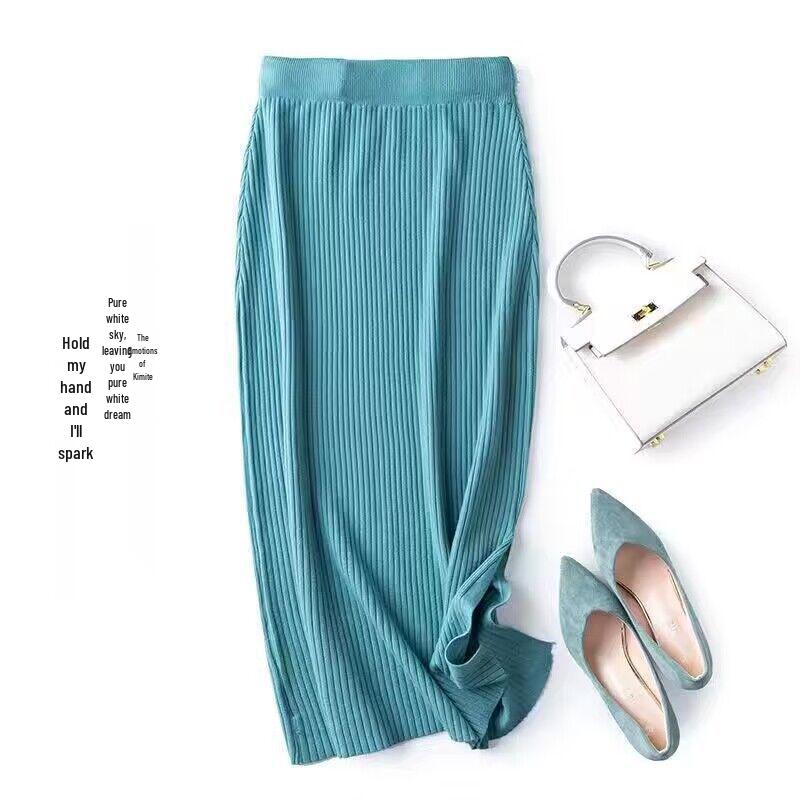 Jupe crayon en laine taille haute: Moulant, Amincissant, Mi-long avec Fente, Parfait pour l'Automne et l'Hiver.