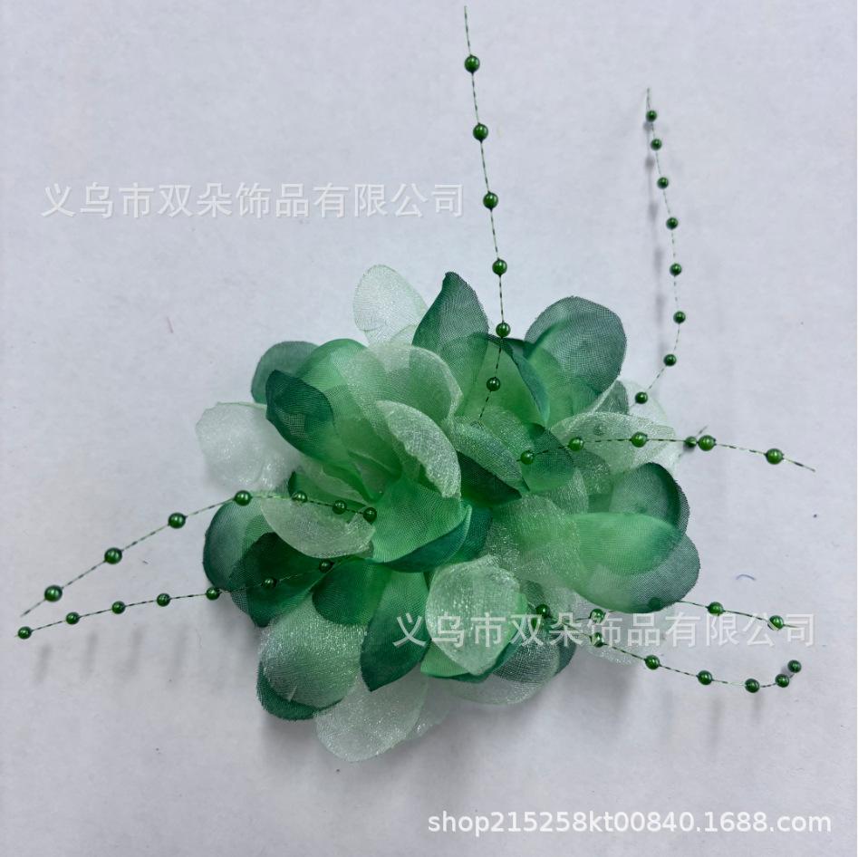 DIY feather flower handmade mesh fabric pearl feather headdress head flower show photo accessories wrist flower hairpin DIY