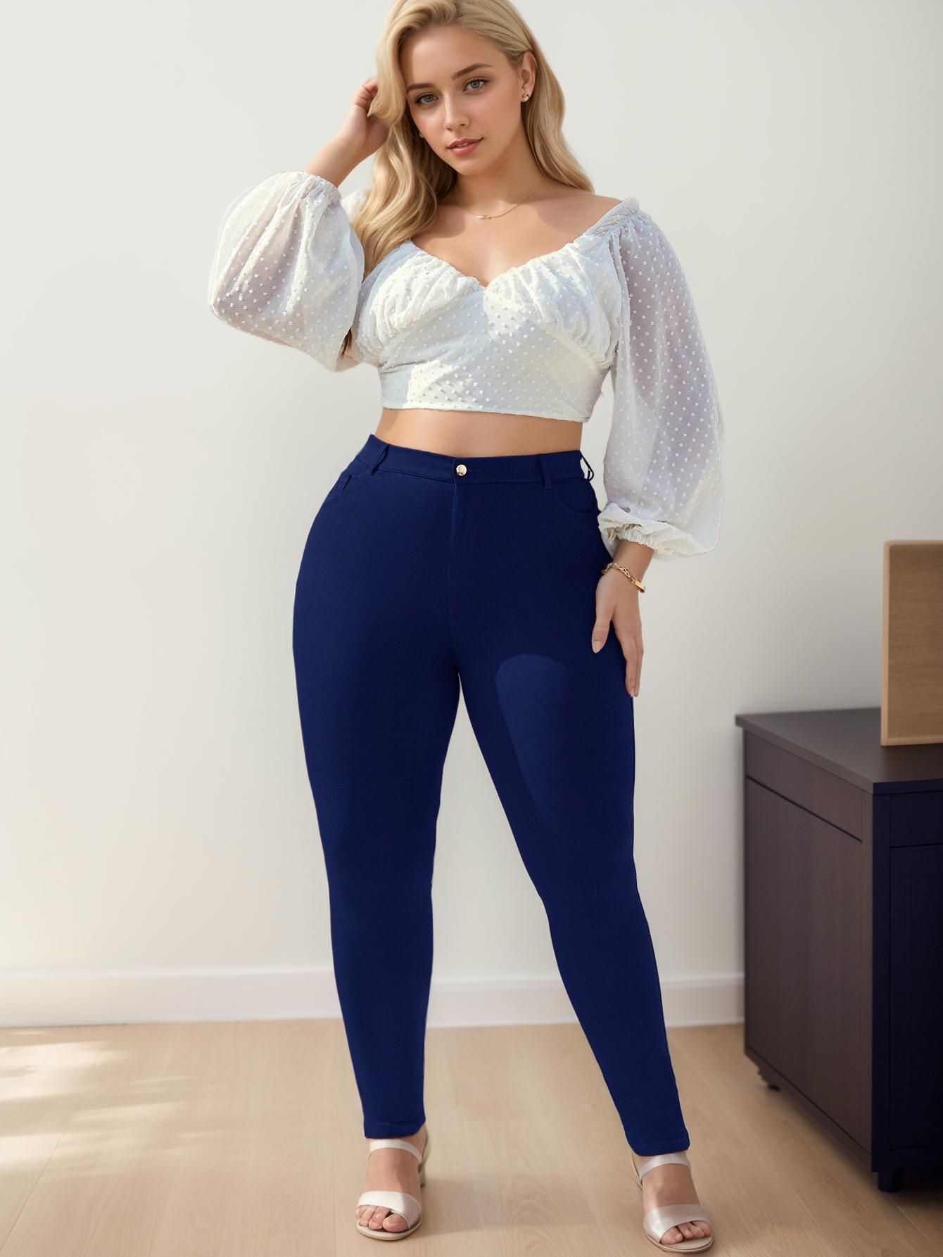 Rose Beauty A Plus молния ширинка однотонные высокая талия эластичные женские однотонные — фото 17