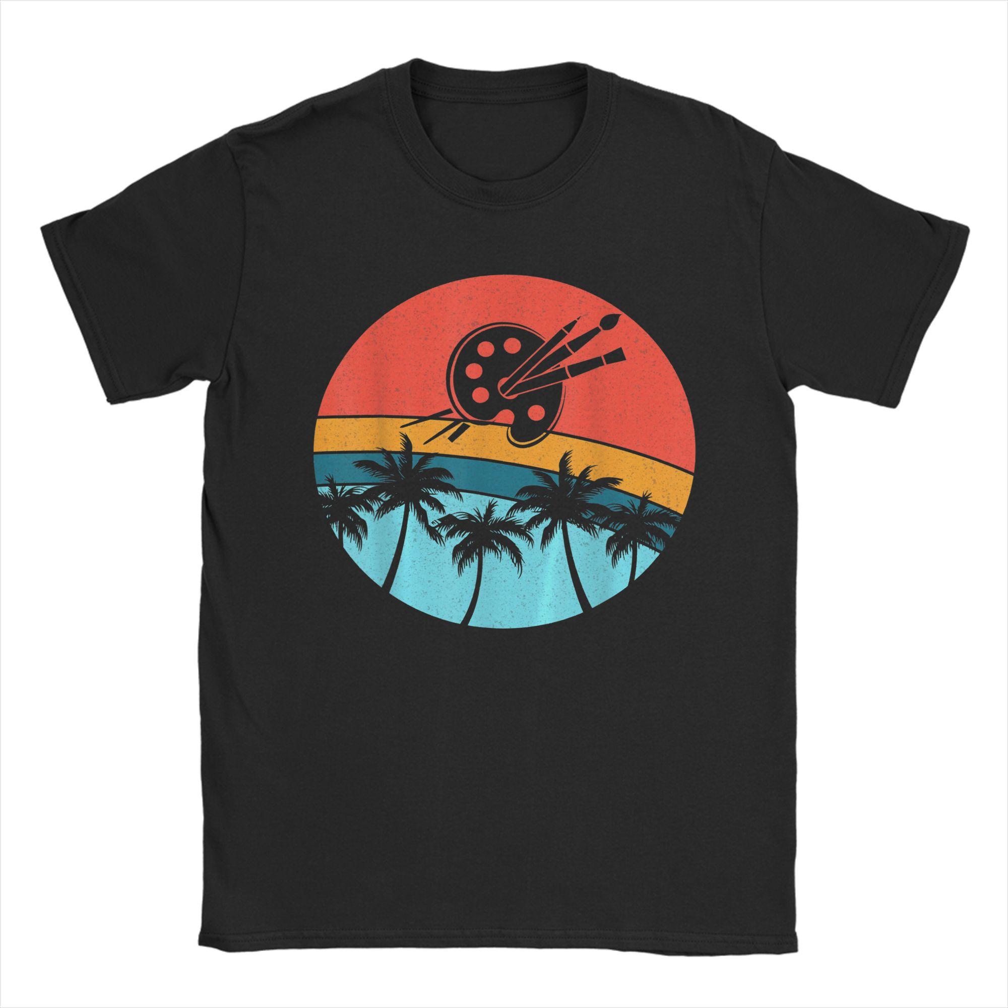 

Casual T Shirt Summer Vintage Retro Style Paint Palette Leisure TShirts Cotton Tee Shirt for Unisex Y2K Fun Short Sleeve Top Tees 4XL