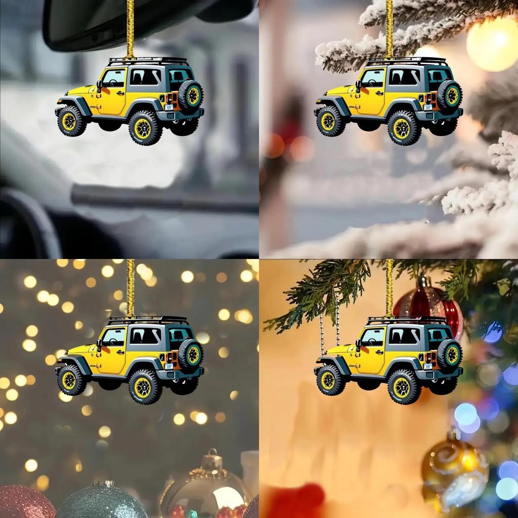 Vehicle Mirror Acrylic Ornament With Offroad Theme Car Interior Decoration Gift