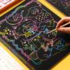 10PCS Scratch Paper Notebook Black DIY Rainbow Art Paper Template Card Neon Scratch Book with Wood Stick Student Rewards TMZ