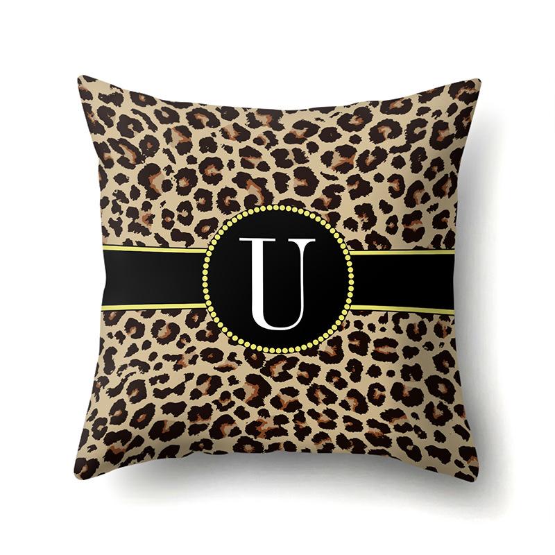 Polyester Pillow Case Leopard Print Decoration Home 26 English Letter Printing Pillow Case