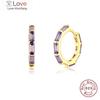 Boako 925 Sterling Silver Huggie Earrings Aros Colores For Women Green Pink Zircon Hoop Earring Piercing Pendientes Girl Gift