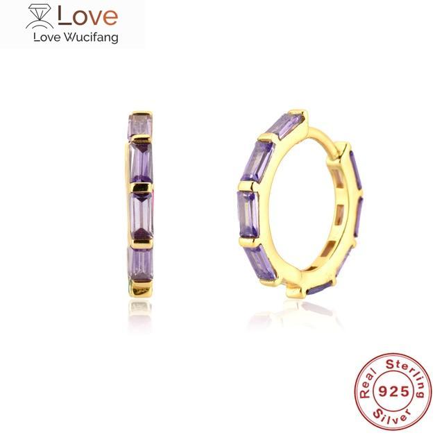 Boako 925 Sterling Silver Huggie Earrings Aros Colores For Women Green Pink Zircon Hoop Earring Piercing Pendientes Girl Gift