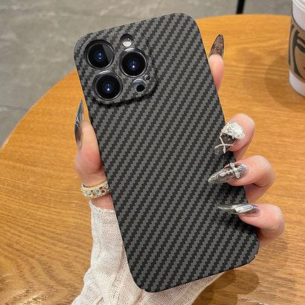 Carbon Fiber Kevlar Is Suitable for iPhone16promax Mobile Phone Case Lens All-inclusive Apple 15 Ultra-thin Protective Case.