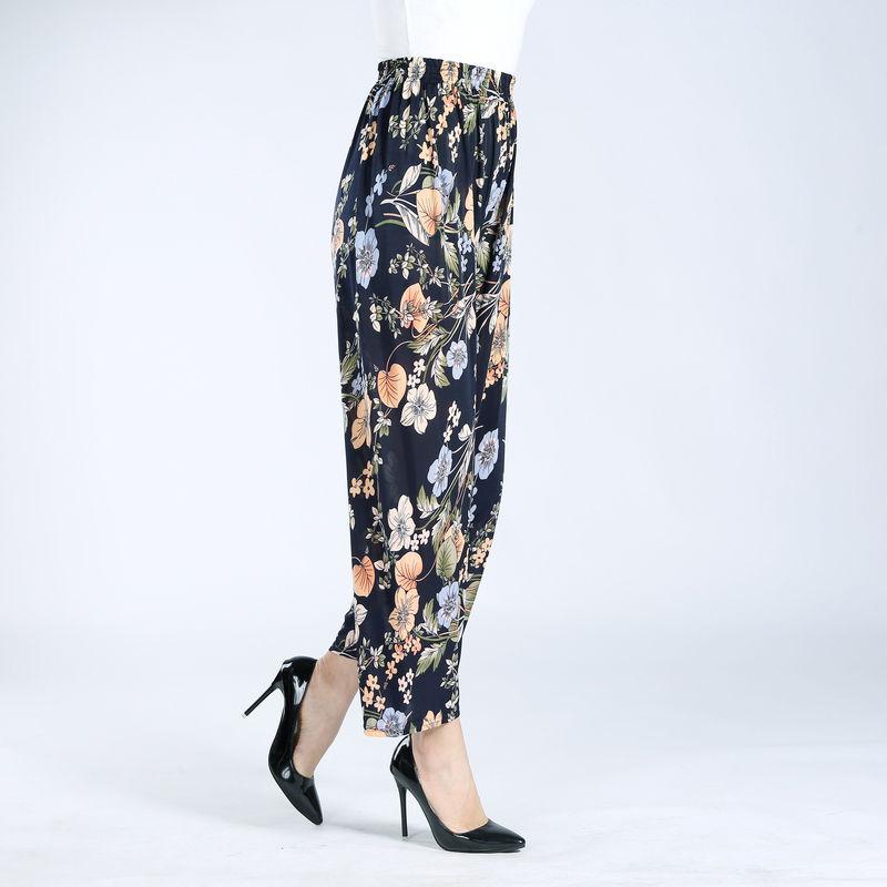WTEMPO Summer Cool Thin Floral Print Pants Women Loose High Waist Wide Leg Summer Straight Trousers Casual Comfortable Office Home Go Out Party