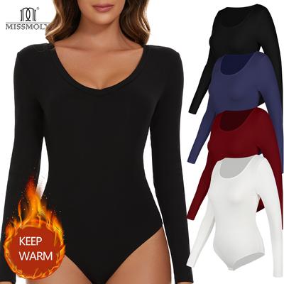 Women Shapewear Tummy Control Sexy Long Sleeve Bodysuit Round Neck Butt Lift Shirt Seamless Compression Shaper