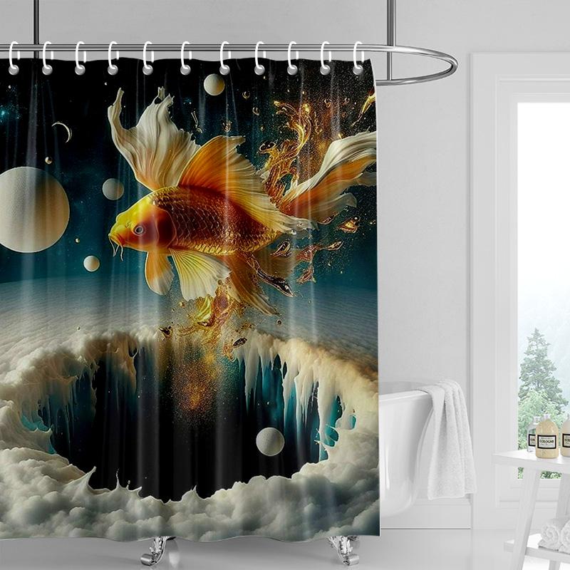 Marine Life Theme Waterproof Shower Curtain Bathtub Bathroom Partition Curtain Bathroom Decorative Shower Curtain 180x 180cm