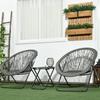 Garden Furniture Set, 3-Piece, Rattan Look, 2 Chairs, 1 Table, Foldable, Grey